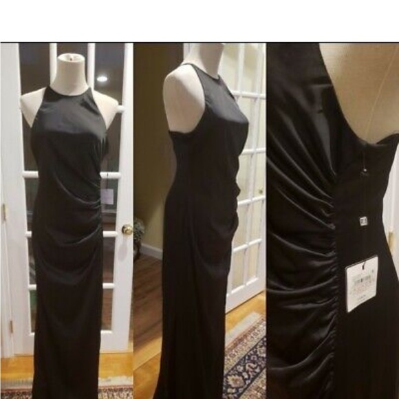 NWT Laundry by Shelli Segal Black Satin Slip Dress - Picture 1 of 4